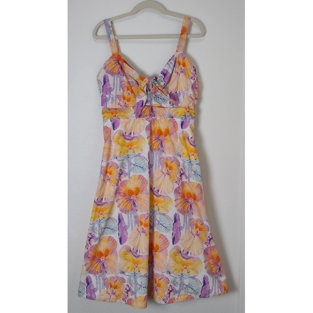 Anthropologie Cecilia Pettersson Floral Tie Front Cotton Sleeveless Midi Dress